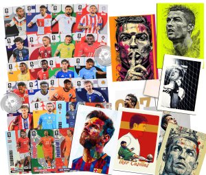 25 cards World Cup 2026 + free fantop card  POSTER Ronaldo Messi Casillas